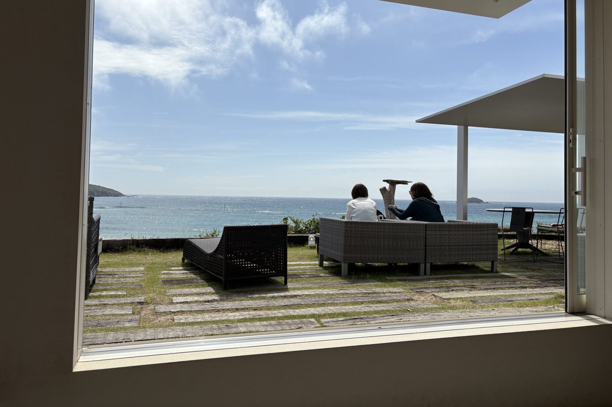 View from inside the café